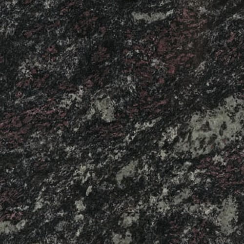 Amadeus granite slab face, photographed for the factory catalog — deep grey overall.