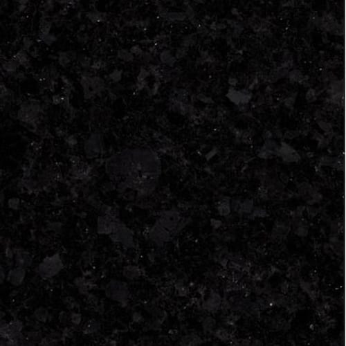 Angola Black granite slab face, photographed for the factory catalog — near-black grey overall.