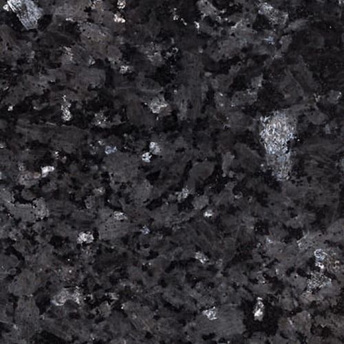 Labrador Blue Pearl Chiaro granite slab face, photographed for the factory catalog — deep grey overall.