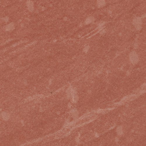 Rosa Corallo granite slab face, photographed for the factory catalog — mid-toned red overall.