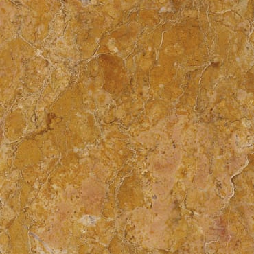 Giallo Reale marble slab face, photographed for the factory catalog — mid-toned amber overall.